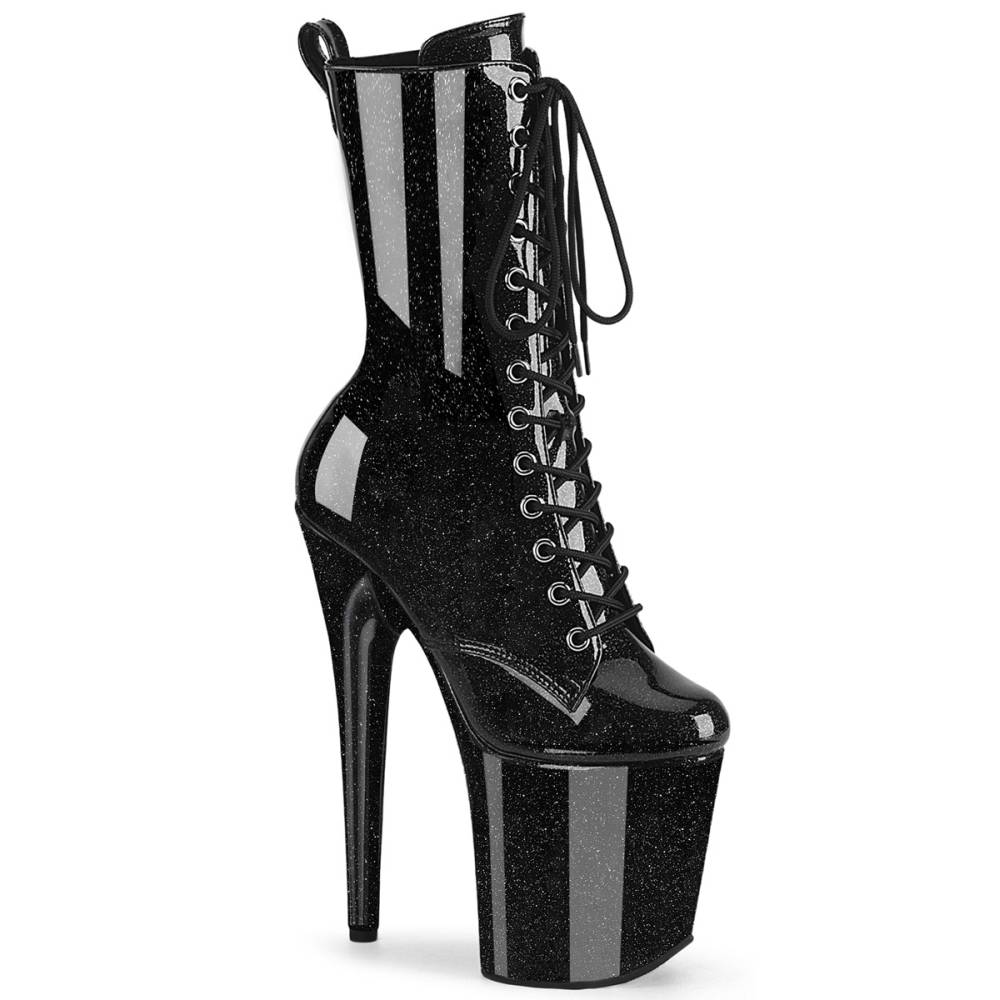 Pleaser - FLAMINGO-1040GP Bottes de plate-forme, Pole dance chaussures - Noir
